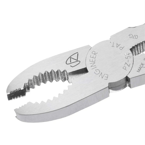 Close-up of PZ-55 Screw Removal Pliers 150mm With Vertically Serrated Carbon Steel Jaws For Extracting Stripped Rusted Or Broken Screws Made Heavy Duty