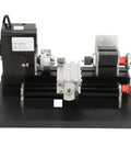 Fabater Mini Metal Lathe Machine With 20000Rpm Motor For Precision Turnin Soft Metals Like Aluminum Copper Brass And Plastic Acrylic Wood Carving High Speed Desktop Benchtop Engraver Tool 100-240V Us Plug side view assembly with black metal body and motor components