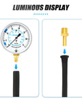 Gas pressure test gauge kit with 0–35 in WC scale, 40 in hose, 1/8 in NPT brass fitting (front view)
