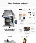 Premium Desktop Cnc Mill With Fourth Axis Rotary Attachment And Fully Enclosed Design For Hassle Free Carving and Dope Precision Prototyping setup with components shown.