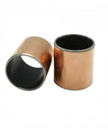 Two SF1 self lubricating bushings, 20mm OD and 15mm ID, designed for heavy machinery use.