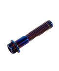 Top Shelf Pro Grade 5 Titanium Flange Head Torx Bolts M8x40mm Burnt Blue, highlighting the threaded design and cap.