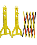 8 Ft Folding Traffic Barrier Fence With Reflectors, Portable Construction Barricade components shown disassembled