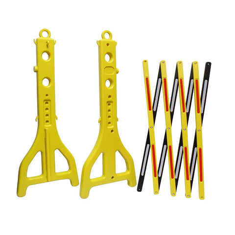 8 Ft Folding Traffic Barrier Fence With Reflectors, Portable Construction Barricade components shown disassembled