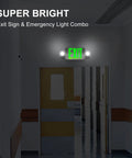 4 Pack Exit Sign With Emergency Lights, Red And Green Color Change, Battery Backup, Two Adjustable LED Heads, UL Certified