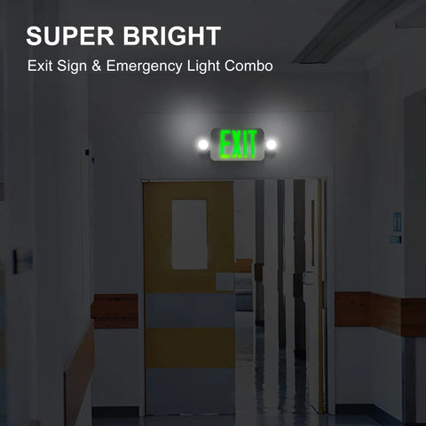 4 Pack Exit Sign With Emergency Lights, Red And Green Color Change, Battery Backup, Two Adjustable LED Heads, UL Certified