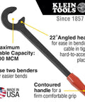 Built Tough One Piece Steel Cable Bender, 14 Inch, 22 Degree Angled Head, 500 MCM Capacity, Black Oxide Finish, Made in USA