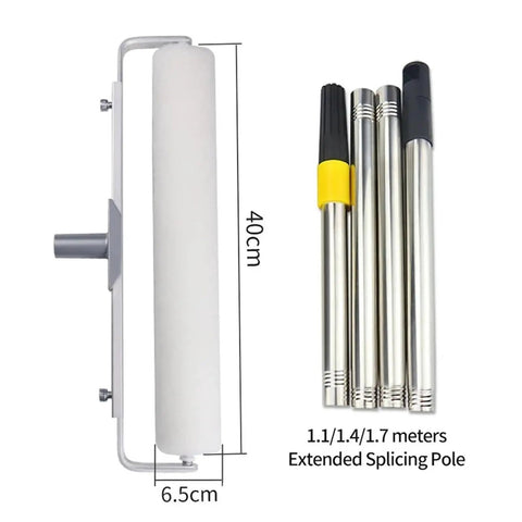 16-Inch Paint Roller Brush Set With 9Mm Pro Nap And 1.4M Extension Handle Pro Grade Wall Decor Tool with roller and extension poles.