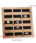 Straight Up The Coolest Wooden Ring Storage Tray With 15 Grids And Soft Velvet Lining To Keep Your Bling Organized On Vanity Or Dresser For Earrings And Bracelets.