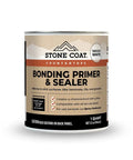 Heavy Duty Countertop Bonding Primer And Sealer For Laminate Tile Granite Quartz Solid Surface Marble Translucent White Quart container on white background.