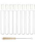 10 Pack Glass Test Tubes With Rubber Stoppers 150mm By 20mm 36 Ml Capacity Includes Cleaning Brush Clear Lab Tubes For Real Science Experiments At Home., 10 clear glass test tubes with rubber stoppers and cleaning brush