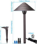 12-Pack Low Voltage Landscape Path Lights, 3W Cast Aluminum, 12-24V, IP65, ETL Listed, Oil Rubbed Bronze, dimensions shown