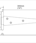 Extra Heavy Duty Tee Hinge 14 X 5 Inch 3MM Steel Hot Galvanized Finish detailed drawing with measurements.