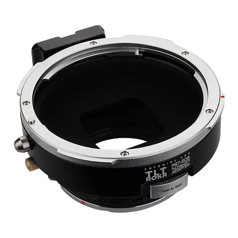 Tilt Shift Lens Mount Adapter For Pentax 6x7 Lenses On Canon EOS EF And EF-S Cameras With Gen10 Focus Confirmation Chip 360 Degree Rotation 20mm Shift 10 Degree Tilt Black, silver ring