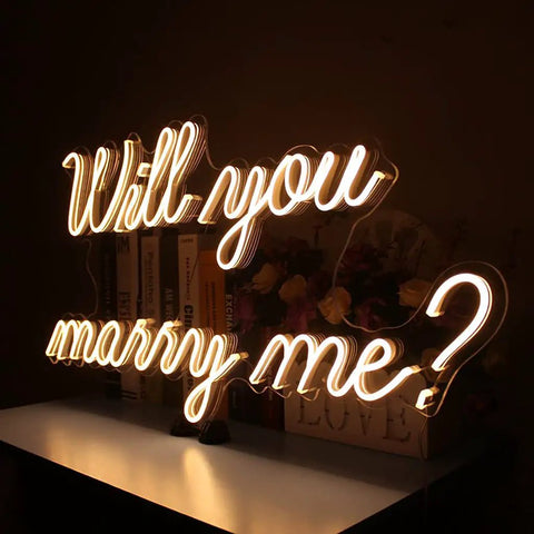 Will You Marry Me Neon Sign For Wedding And Party Decor With Dimmer Switch Warm White Led Neon Light For Bedroom Bar Gift