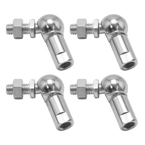 4 Pack M8 Right Thread Ball Head Joint Rod End Bearing Set, Universal Self Lubricating Ball Socket Joints for Cars, Hinges, Cabinets, 360 Degree Rotation, Durable Carbon Steel With Zinc Finish, four zinc-plated joints
