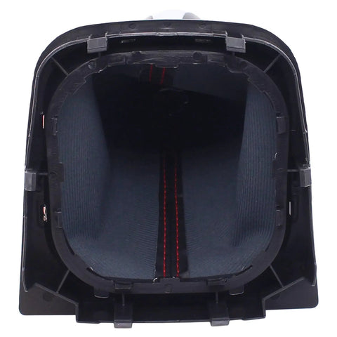 Interior view of Black Leather Gear Shifter Knob Boot Cover With Red Stitching For Volkswagen Jetta 2006-2014 GTI 6 Speed Manual
