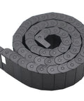 15mm By 50mm Plastic Semi Closed Cable Drag Chain For CNC Machine Tool Wire Carrier 1M Black easy install, coiled view.