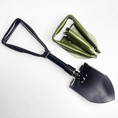 Tri Fold Survival Shovel With Pick Carbon Steel Tactical Entrenching Tool for Snow Off Road Camping Gardening Beach Digging Black