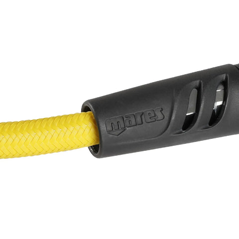 Close-up of the Superflex hose from the Octopus Dual Second Stage Regulator With Ultralight Tech VAD System And Superflex Hose Delivers Easy Breathing.