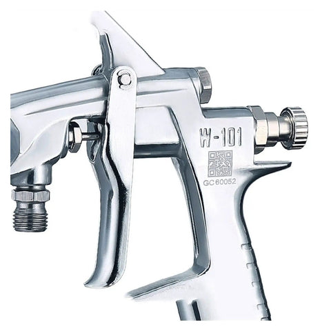Heavy Duty Stainless Steel Paint Sprayer With Long Reach Pole And Precision Adjustable Nozzle showing detailed spray gun handle.