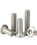 304 Stainless Steel Hex Socket Flat Head Furniture Bolts Set For Woodworking M4 25mm 10 Pieces shown standing and lying down