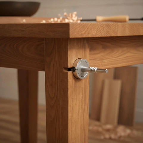 Spiral Locking Furniture Connector built with tough Q235 steel for a super tight and stable connection on table leg.