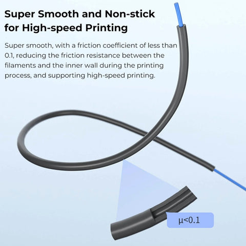 Image of Ultra Smooth PTFE Tube 1M Bowden Upgrade For Ender 3 Series 3D Printers 2Mm ID 1.75Mm Filament with heat resistance details.