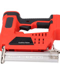 No Sweat Garage Grade Brushless Cordless Brad Nailer With Rapid Single Contact Firing Mode For Smooth Nail Driving and Heavy Duty Woodworking or Framing Gear For Weekend Warriors, red cordless nailing tool with ergonomic grip.