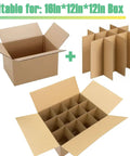 3-Pack Glassware Protection Kit With 15 Corrugated Dividers In Two Sizes And 36 Foam Sleeves For 16x12x12 Moving Boxes