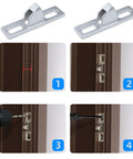 Installation steps for Lyot Sliding Door Keeper And Lock Set For Glass Doors 2.4X0.65 Inch with mounting screws in silver finish