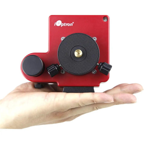 SkyTracker Pro Camera Mount With Polar Scope For Astrophotography shown on hand for scale
