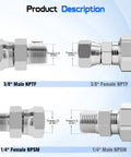 3/8 NPTF Male To 1/4 NPSM Female Hydraulic Swivel Adapter With 360 Degree Swivel, Easy Alignment, No Hose Kinks, Tight Space Ready, Heavy Duty Fluid Transfer Connection, carbon steel
