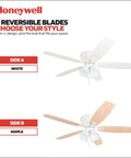 Glen Alden 52 Inch Classic Flush Mount Indoor LED Ceiling Fan with dual finish blades in white and maple