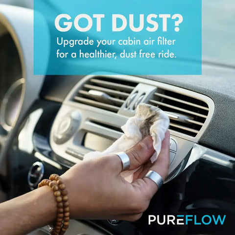 Dusty car dashboard illustrating the need for Cabin Air Filter PC99204X Fits 2018-2024 Volkswagen Tiguan, 2019-2025 Jetta.