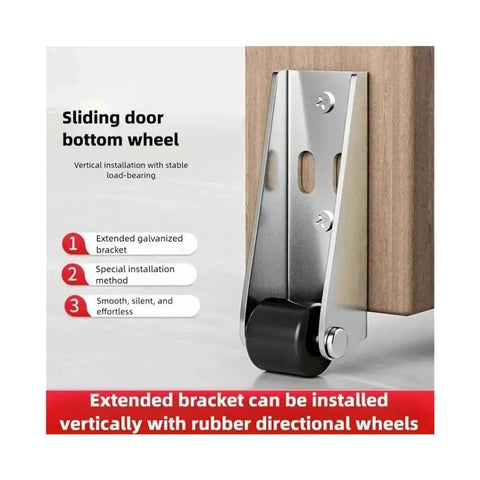 Heavy Duty Low Profile Anti Sag Gate Rollers With Slick Sealed Ball Bearings And Tough Floor Glide Pads For Hefty Wood Gate Swings No Stress Setup Today, showing a sliding door bottom wheel.