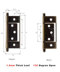 Diagram of 135° rotating concealed door hinges for kitchen cabinets, showing dimensions and thickness, heavy duty hardware.