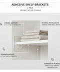 Stick On Shelf Brackets No Drill Wall Mounts For Closet And Cabinet Organization 4.7 By 4.7 Inch PP Plastic 2 Pack installation guide