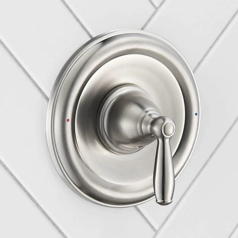 Pressure Balancing Tub And Shower Trim Kit For Posi-Temp Valve Brushed Nickel With Lever Handle And Temperature Indicator Metal