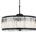 Chelsea Collection 10-Light Pendant Lamp With Royal Cut Crystals And Mocha Brown Finish suspended, showcasing stylish crystal beams.