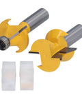 Heavy Duty Tongue Groove Router Bit 1/2 Inch Shank Two Flute Carbide Woodworking Cutter with heat PTFE coating and two inserts.