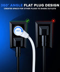360 Degree Rotating Flat Extension Cord With 3 Outlets, 10 Ft Grounded 16 AWG UL Certified, Slim Plug Design in Outlet