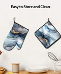 Super Cool Gary Fluid Oven Mitt And Pot Holder Set For Kitchen Heat Resistant Up To 356 Degrees F to protect hands with stylish design.