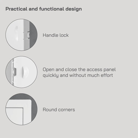 Legit Heavy Duty Metal Wall Access Panel For Drywall With Sturdy Grab Handle Clean Flush Cover design features handle lock and round corners.