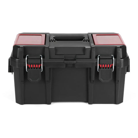Heavy Duty 16 Inch Tool Box With Foldable Handle Durable Resin Tool Storage Organizer Reinforced Metal Latch Tabs
