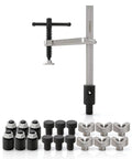 Welding Table Clamps And Fixture Pins Kit, 19 Pieces Including Five Eighth Inch V Blocks And Round Pins, Stackable Riser, Quick Setup