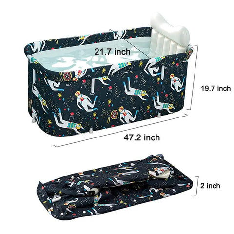 Foldable 47 Inch Bath Tub With Pillow And Bath Seat No Pump Portable Spa Tub For Home Use Insulated With 6 Layers Keeps Heat Longer Sturdy And Stable Everyday