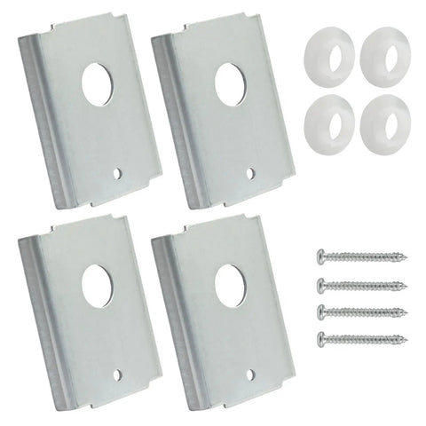 4 Pack Bi Fold Door Repair Brackets For DIY Fixes Silver Carbon Steel N7192 set with screws and washers.
