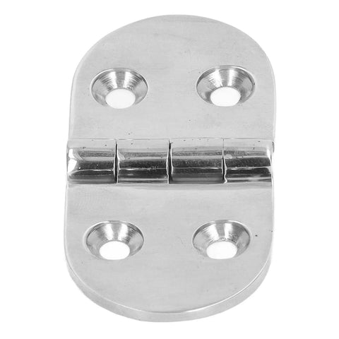 Straight Up Tough Thickened Oval Door Hinges Built From Rust Proof Stainless Steel With A Crisp Mirror Shine showing a close-up of the hinge.