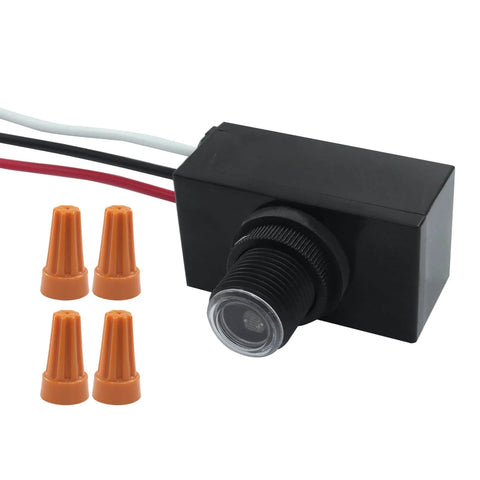 Dusk To Dawn Outdoor Lighting Sensor With Photocell No Brainer Easy Install 120-277V Photoelectric Switch Replacement With Wire Caps